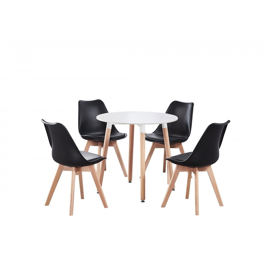 Jamie Halo Round Dining Table Set with 4 Chairs - PN Home