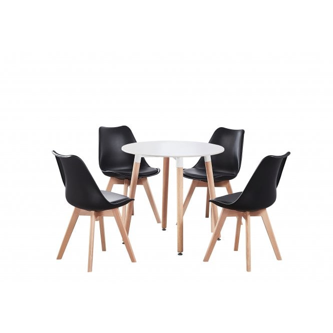 Jamie Halo Round Dining Table Set with 4 Chairs - PN Home