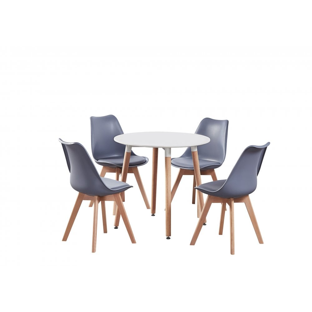 Jamie Halo Round Dining Table Set with 4 Chairs - PN Home