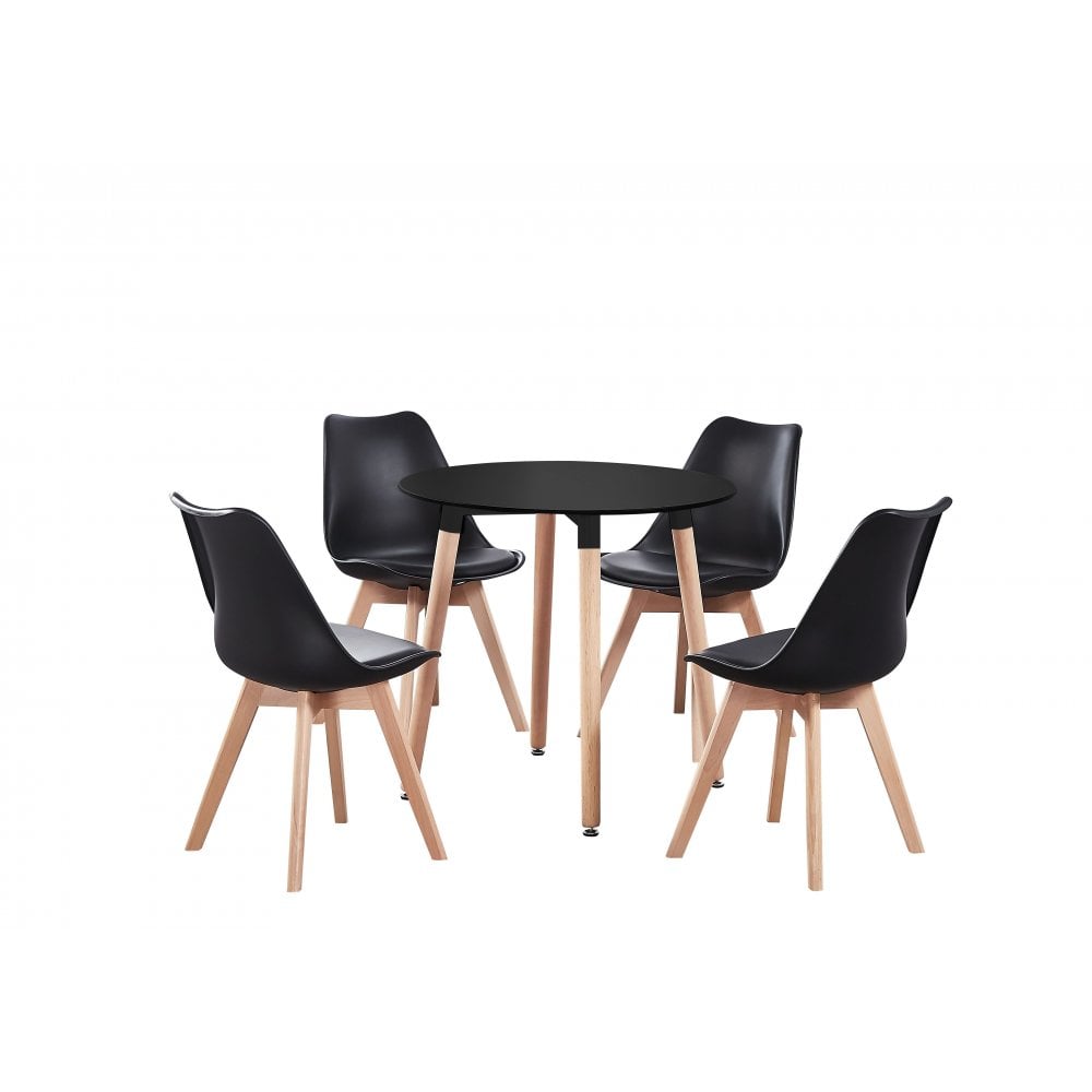 Jamie Halo Round Dining Table Set with 4 Chairs - PN Home