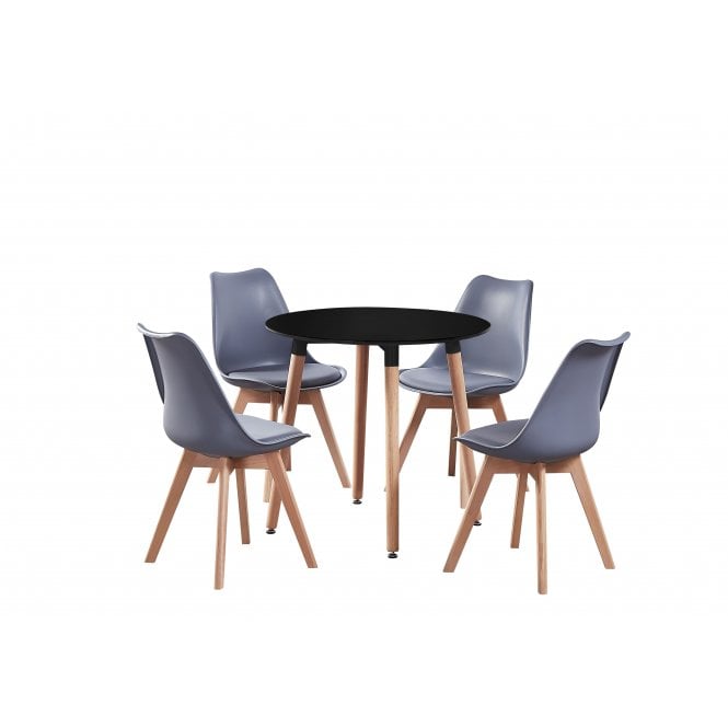 Jamie Halo Round Dining Table Set with 4 Chairs - PN Home