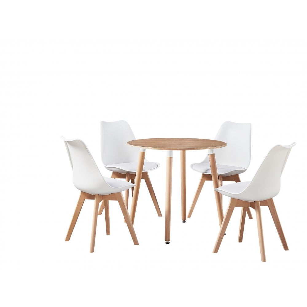 Jamie Halo Round Dining Table Set with 4 Chairs - PN Home