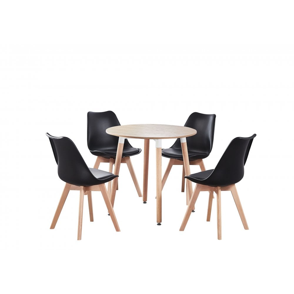 Jamie Halo Round Dining Table Set with 4 Chairs - PN Home