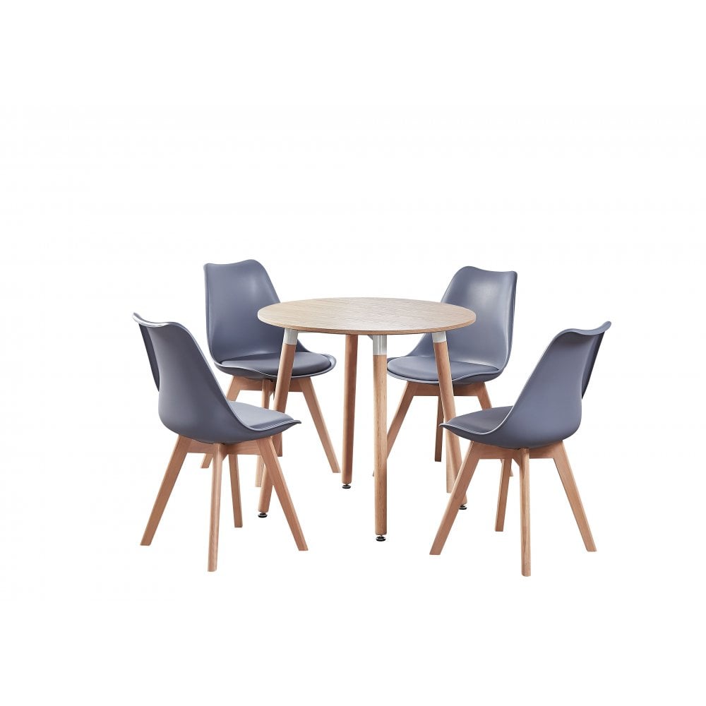 Jamie Halo Round Dining Table Set with 4 Chairs - PN Home