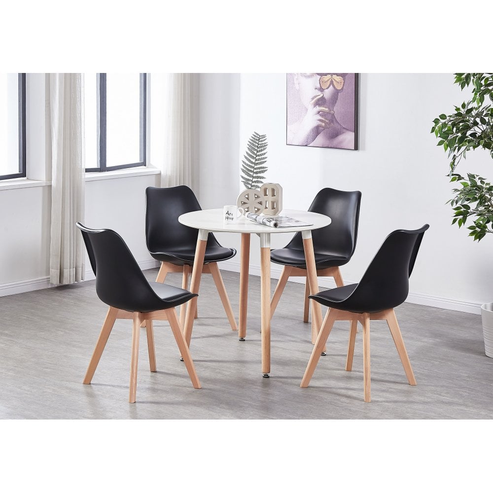 Jamie Halo Round Dining Table Set with 4 Chairs - PN Home