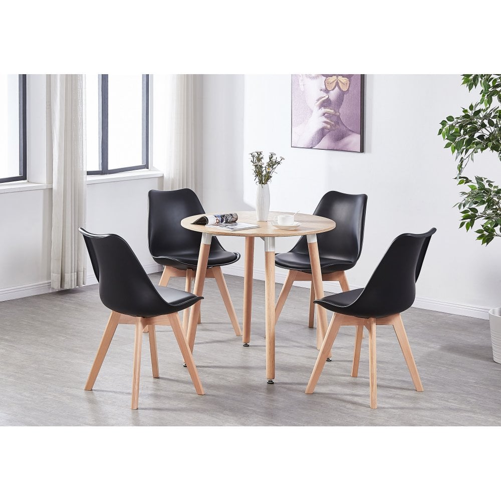 Jamie Halo Round Dining Table Set with 4 Chairs - PN Home