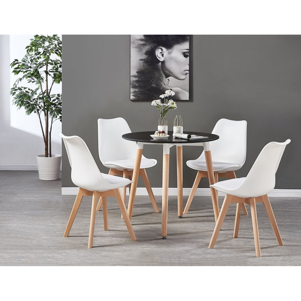Jamie Halo Round Dining Table Set with 4 Chairs - PN Home