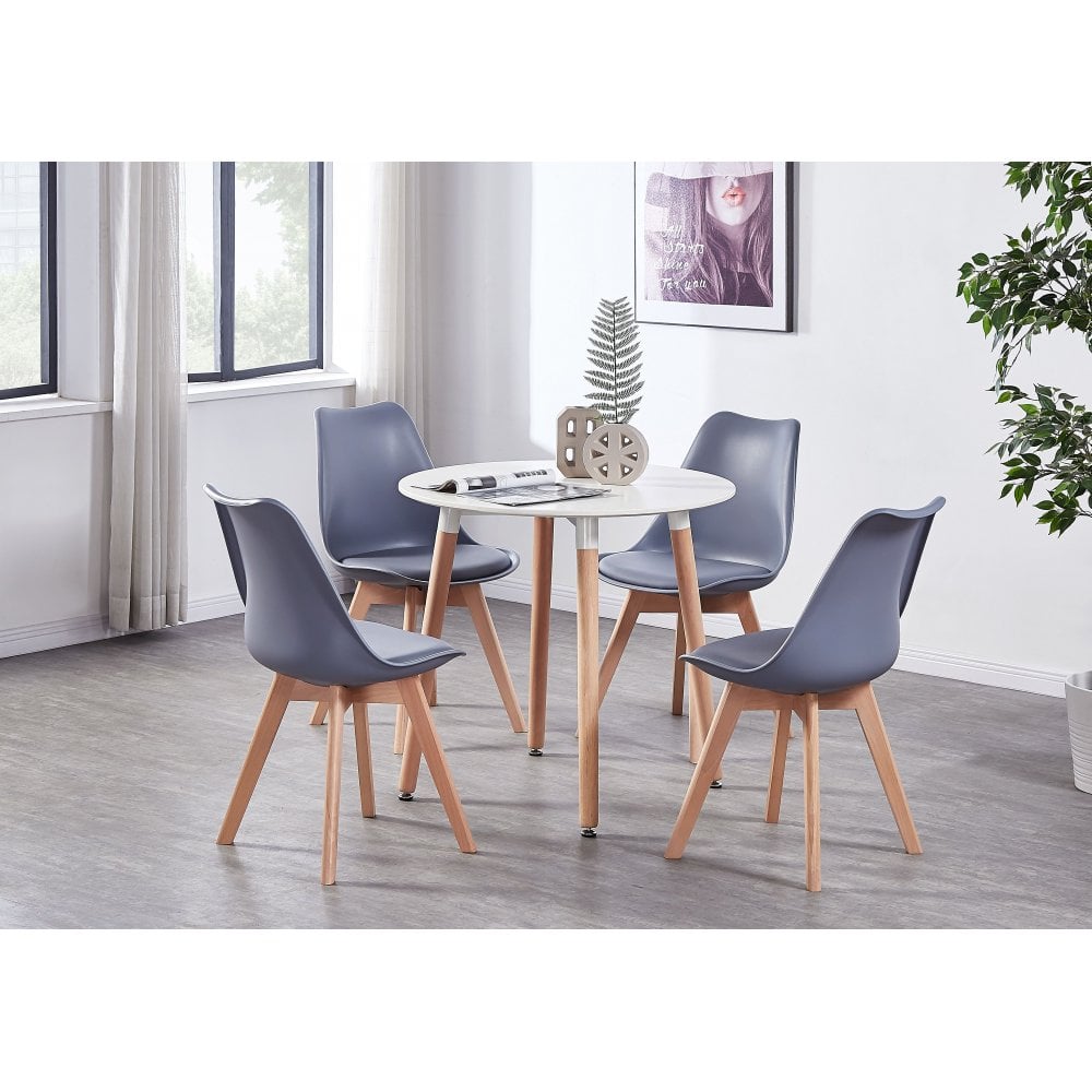 Jamie Halo Round Dining Table Set with 4 Chairs - PN Home