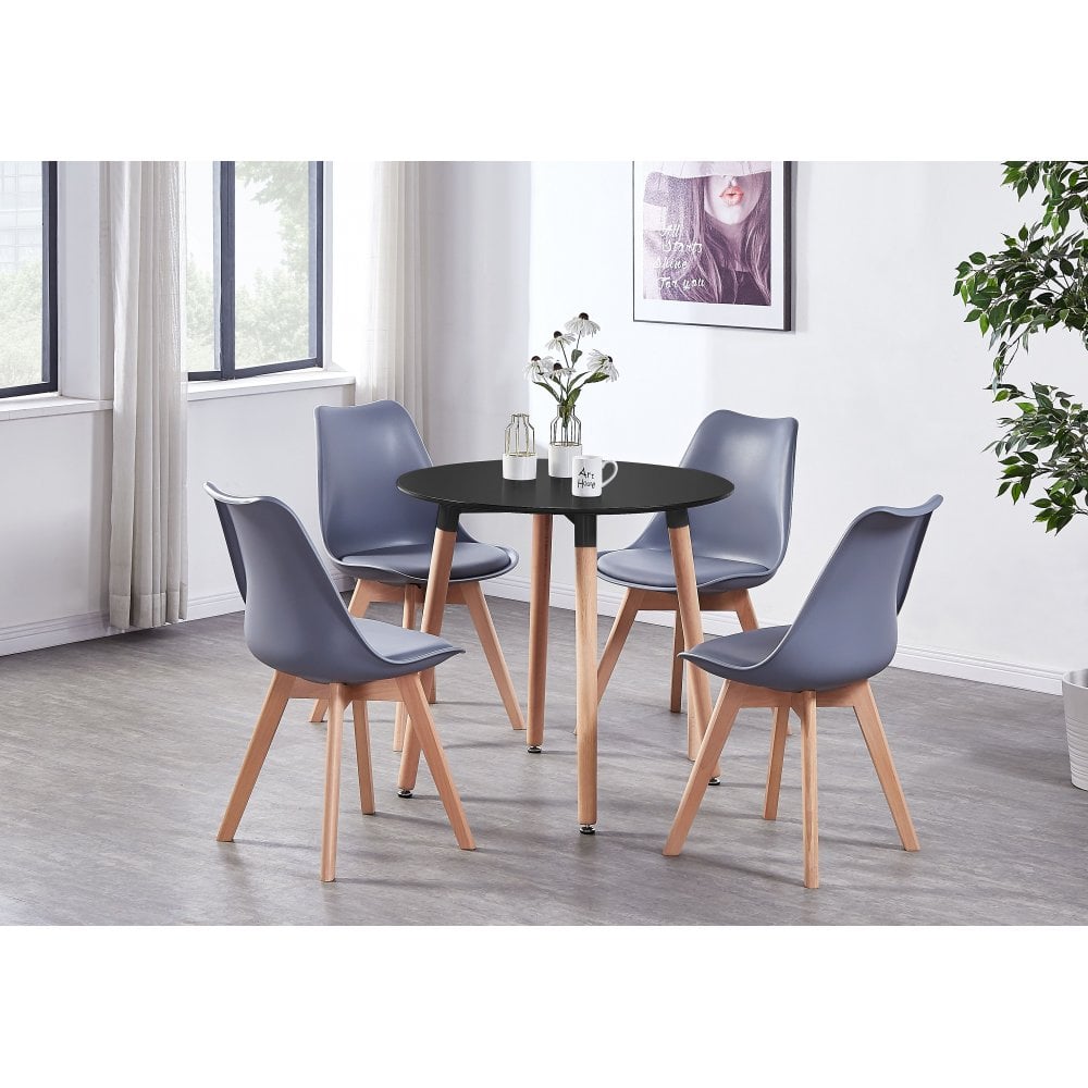 Jamie Halo Round Dining Table Set with 4 Chairs - PN Home