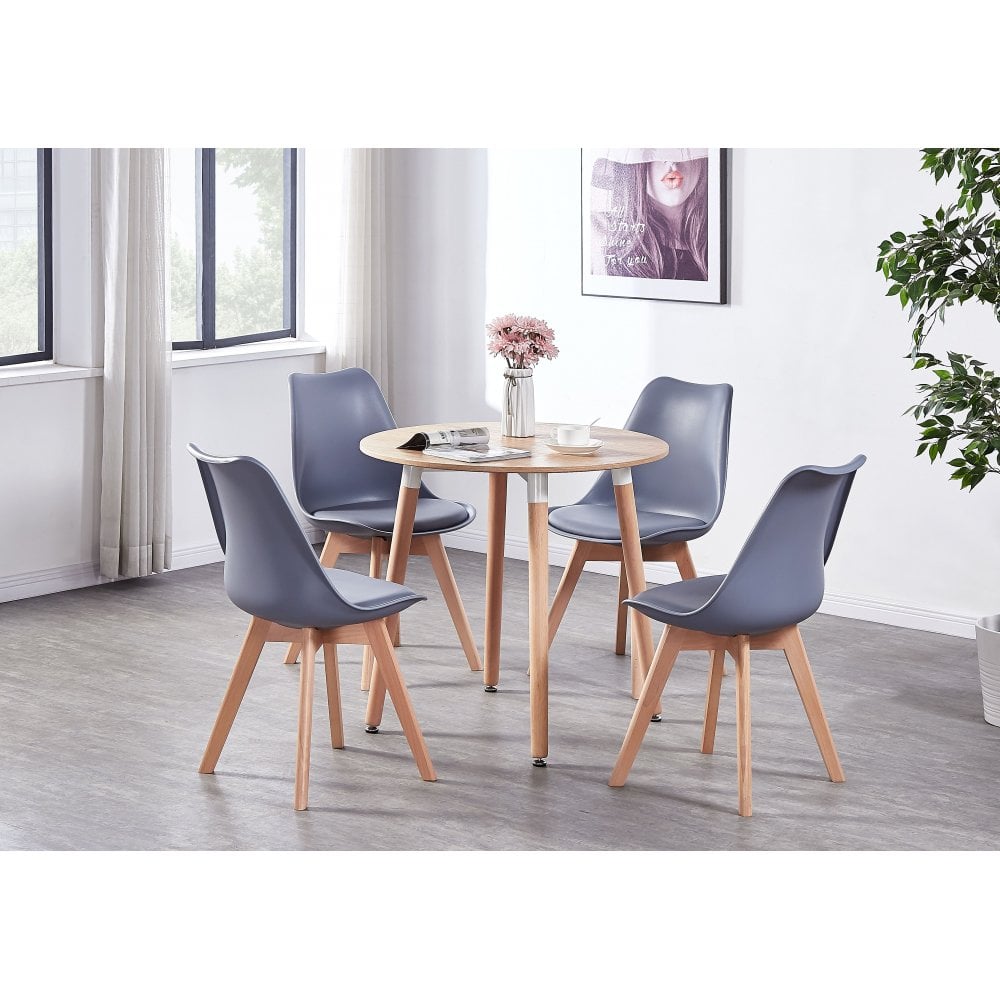 Jamie Halo Round Dining Table Set with 4 Chairs - PN Home