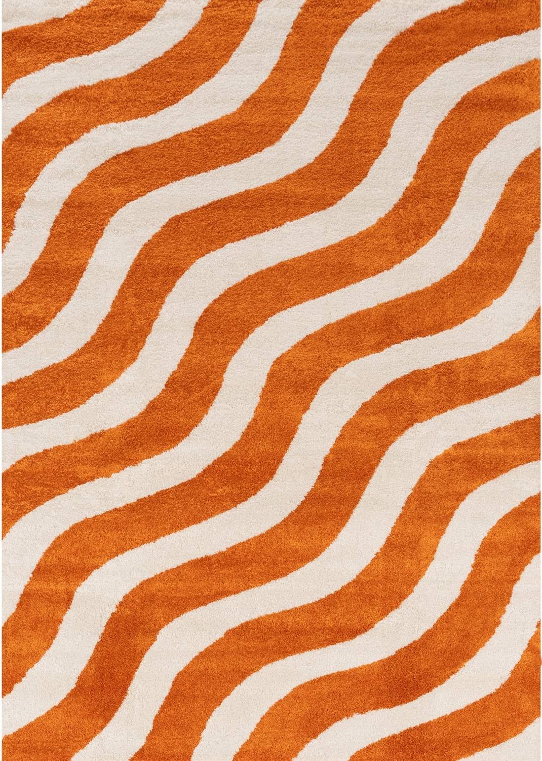 Joli Wave Orange & White Rug - PN Home