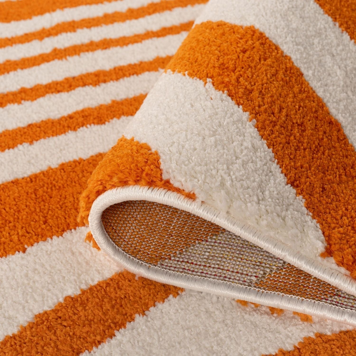 Joli Striped Orange & White Rug - PN Home
