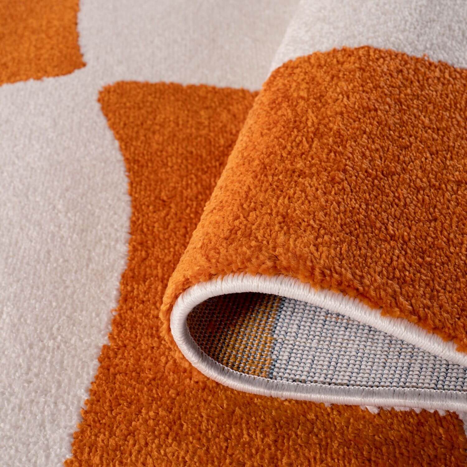 Joli Checkered Orange & White Rug - PN Home