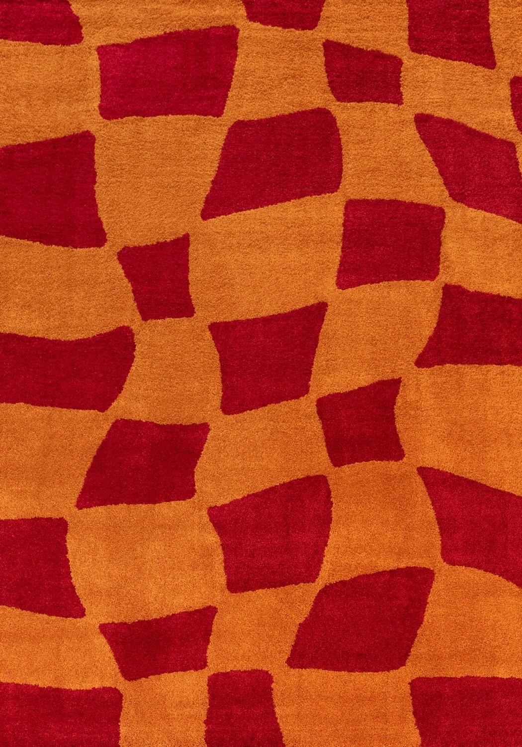 Joli Checkered Red & Orange Rug - PN Home