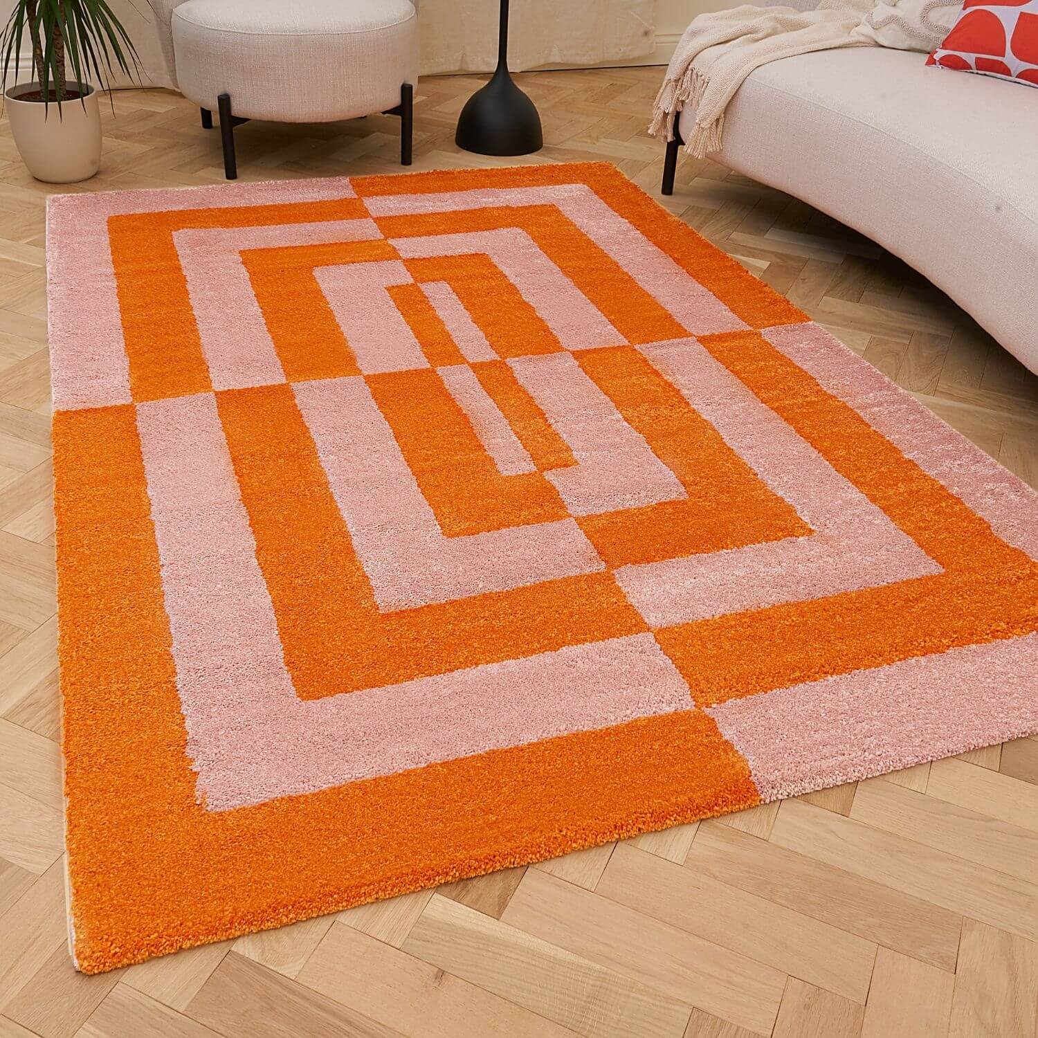Joli Geometric Orange & Pink Rug - PN Home