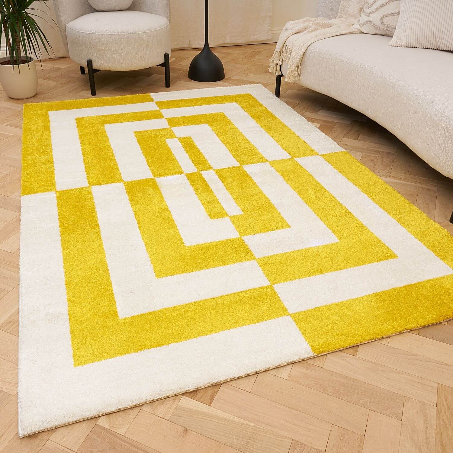 Joli Geometric Yellow & White Rug - PN Home