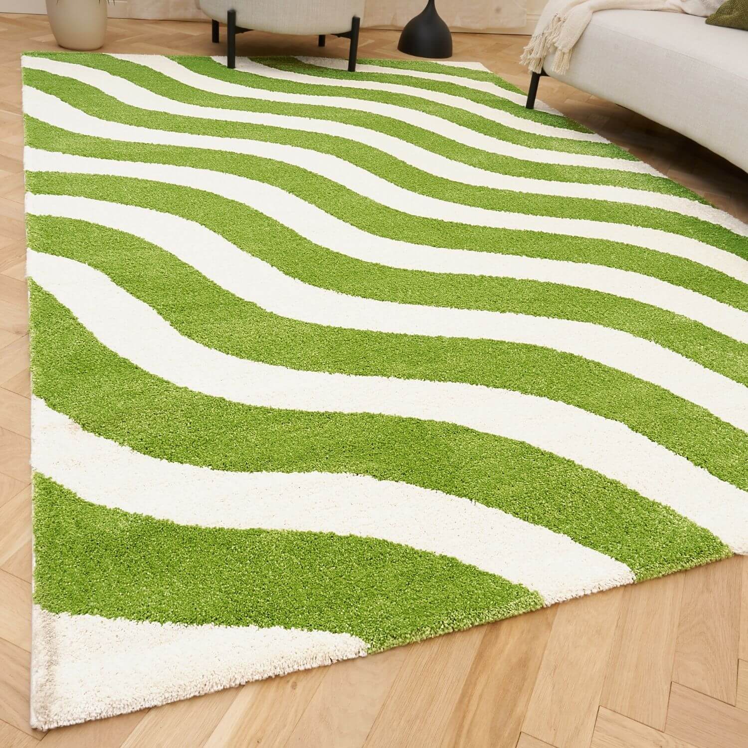 Joli Wave Green & White Rug - PN Home