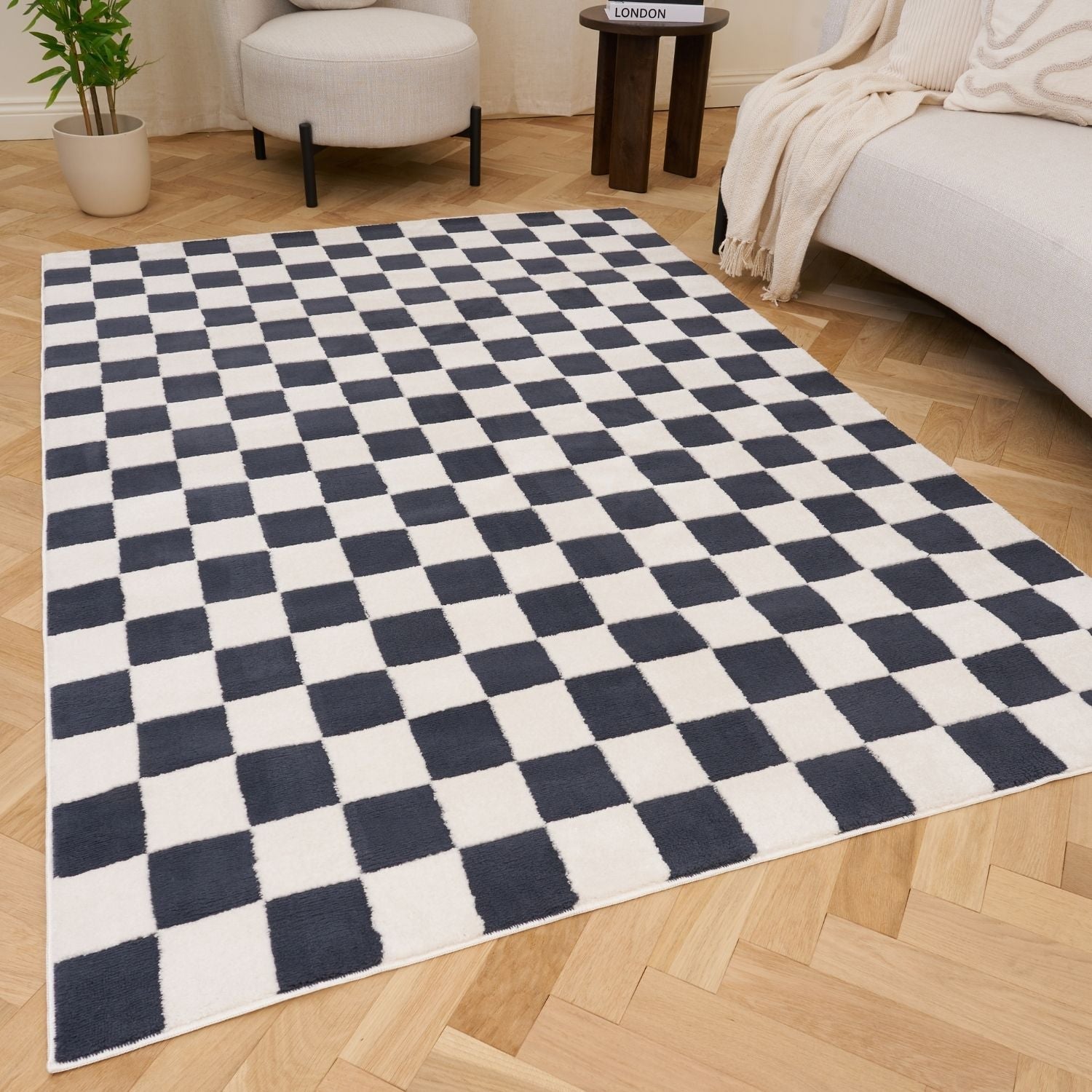 Loft Checkerboard Blue Rug - PN Home