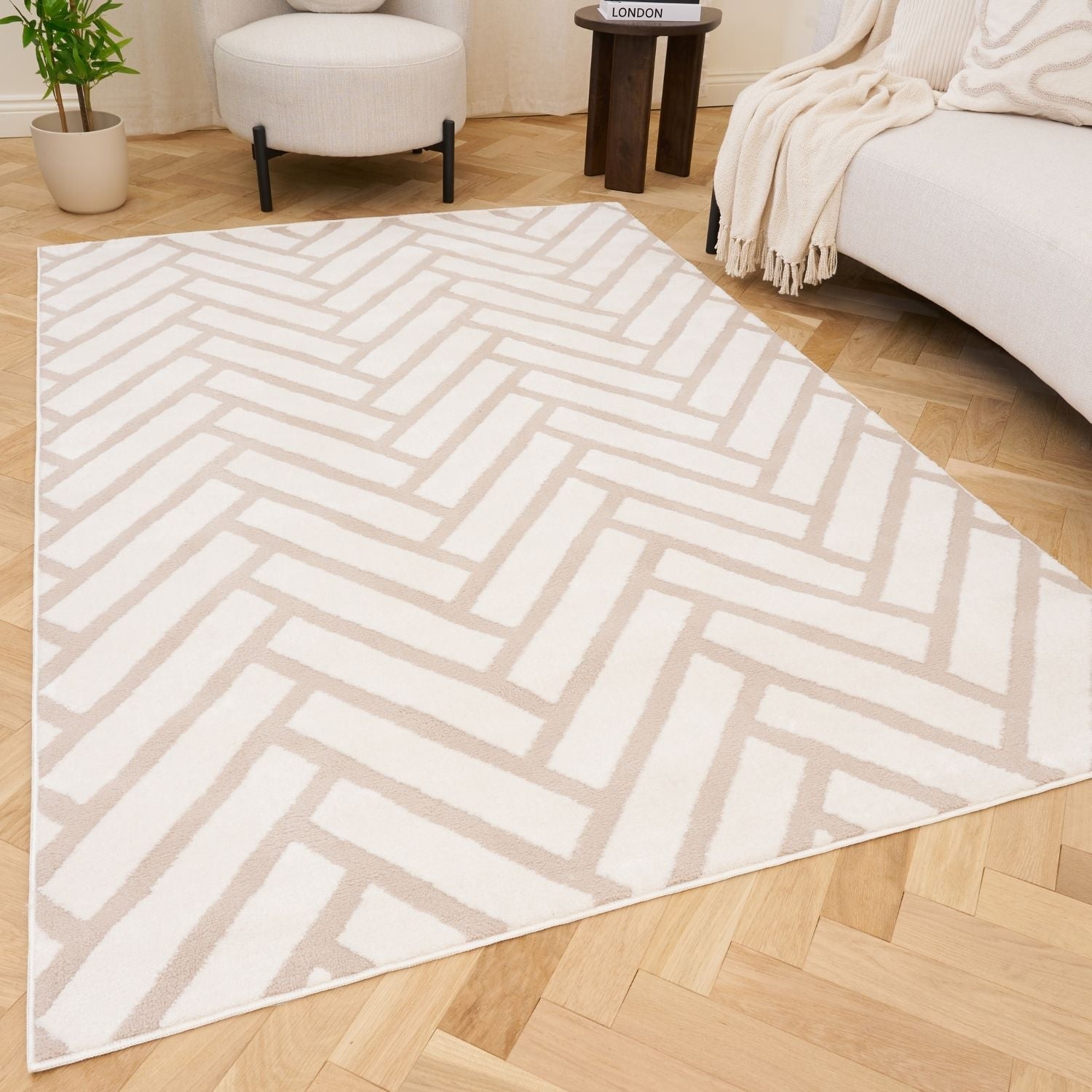 Loft Chevron Beige Rug - PN Home