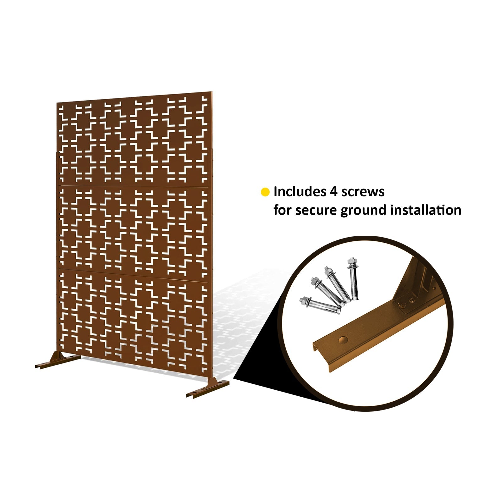 Metal Indoor/Outdoor Privacy Screen with Stand 120cm x 180cm - Squares - PN Home