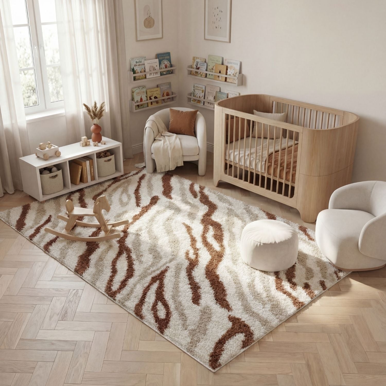 Moodi Shaggy Cream/Terra Savara Rug - PN Home