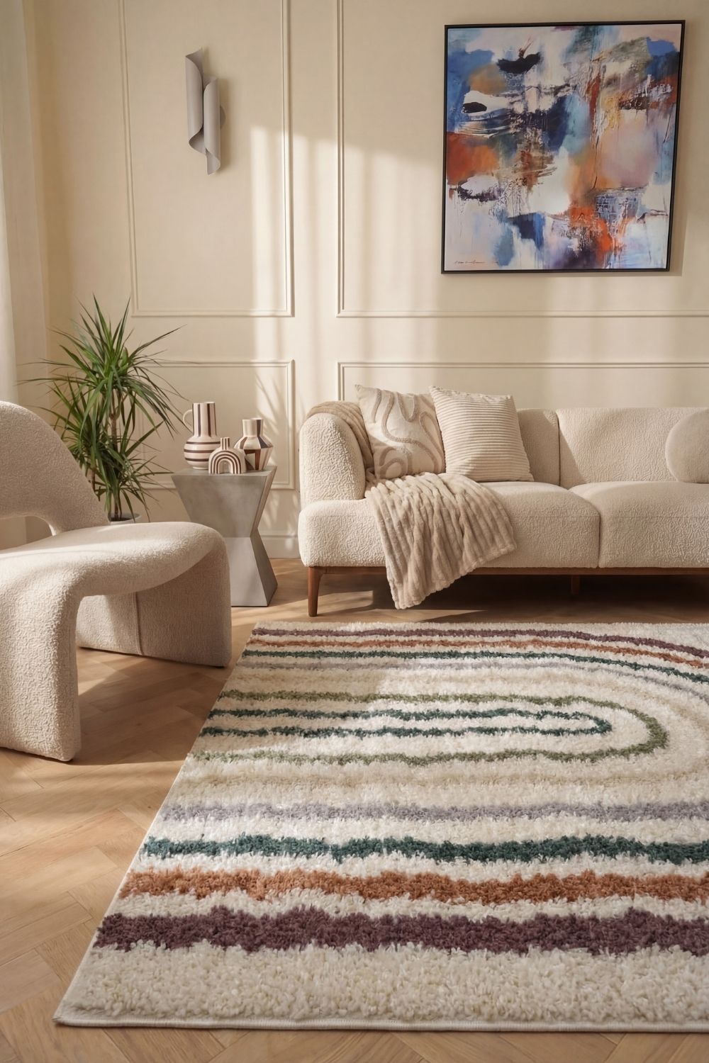 Moodi Shaggy Multicolour Raincat Rug - PN Home