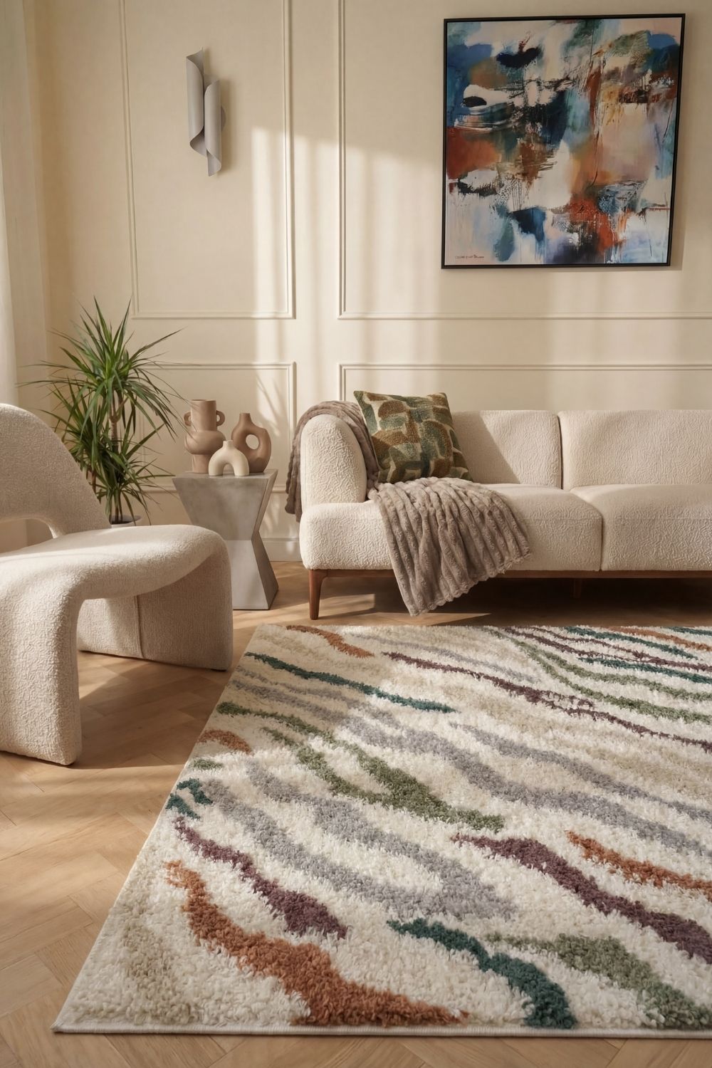 Moodi Shaggy Multicolour Tidecrest Rug - PN Home