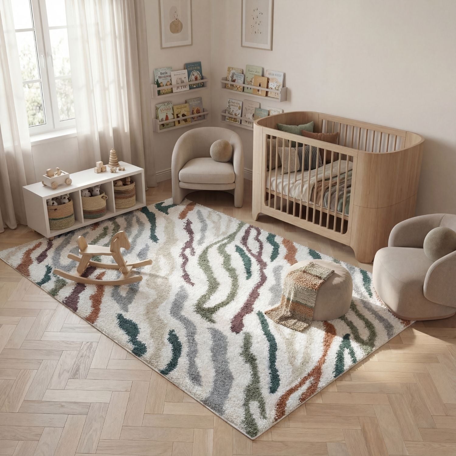 Moodi Shaggy Multicolour Tidecrest Rug - PN Home
