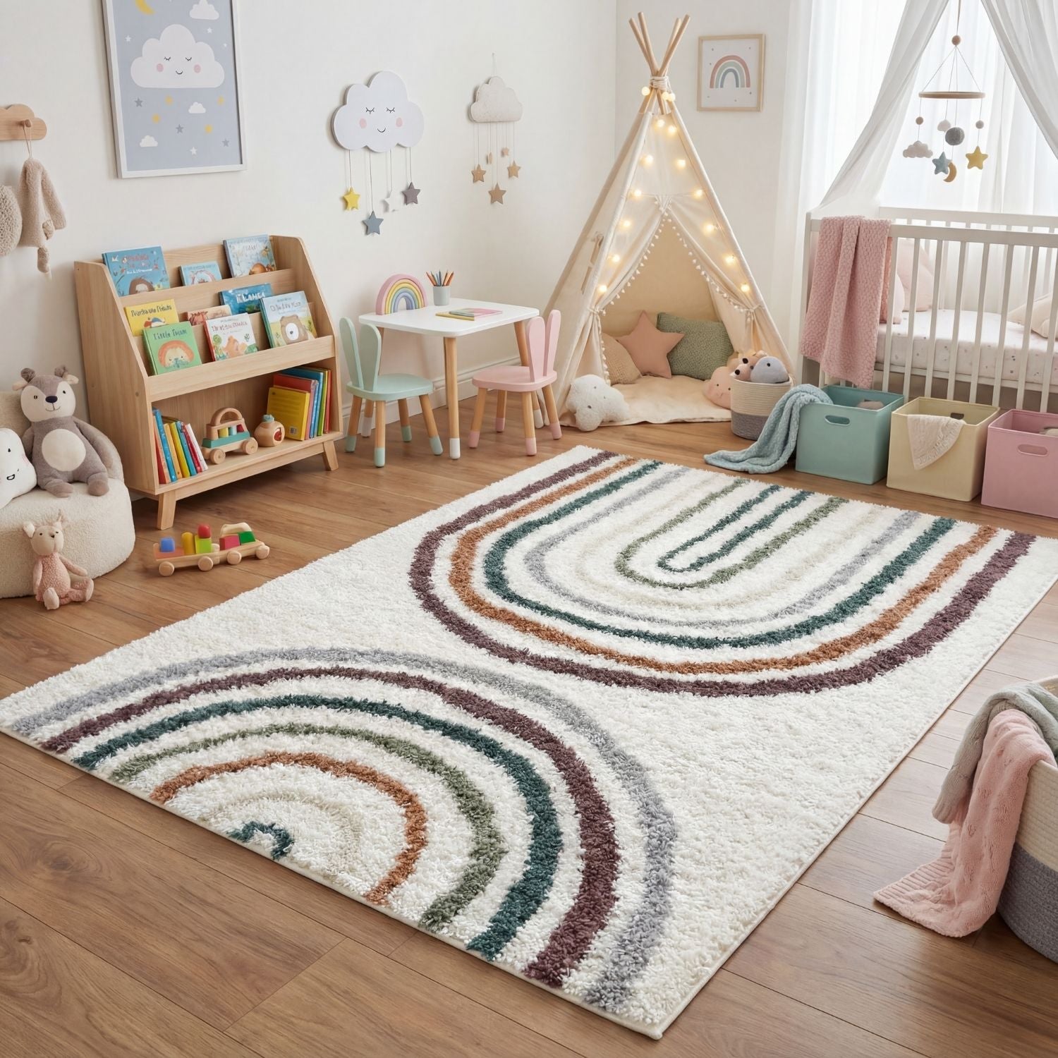 Moodi Shaggy Multicolour Raincat Rug - PN Home