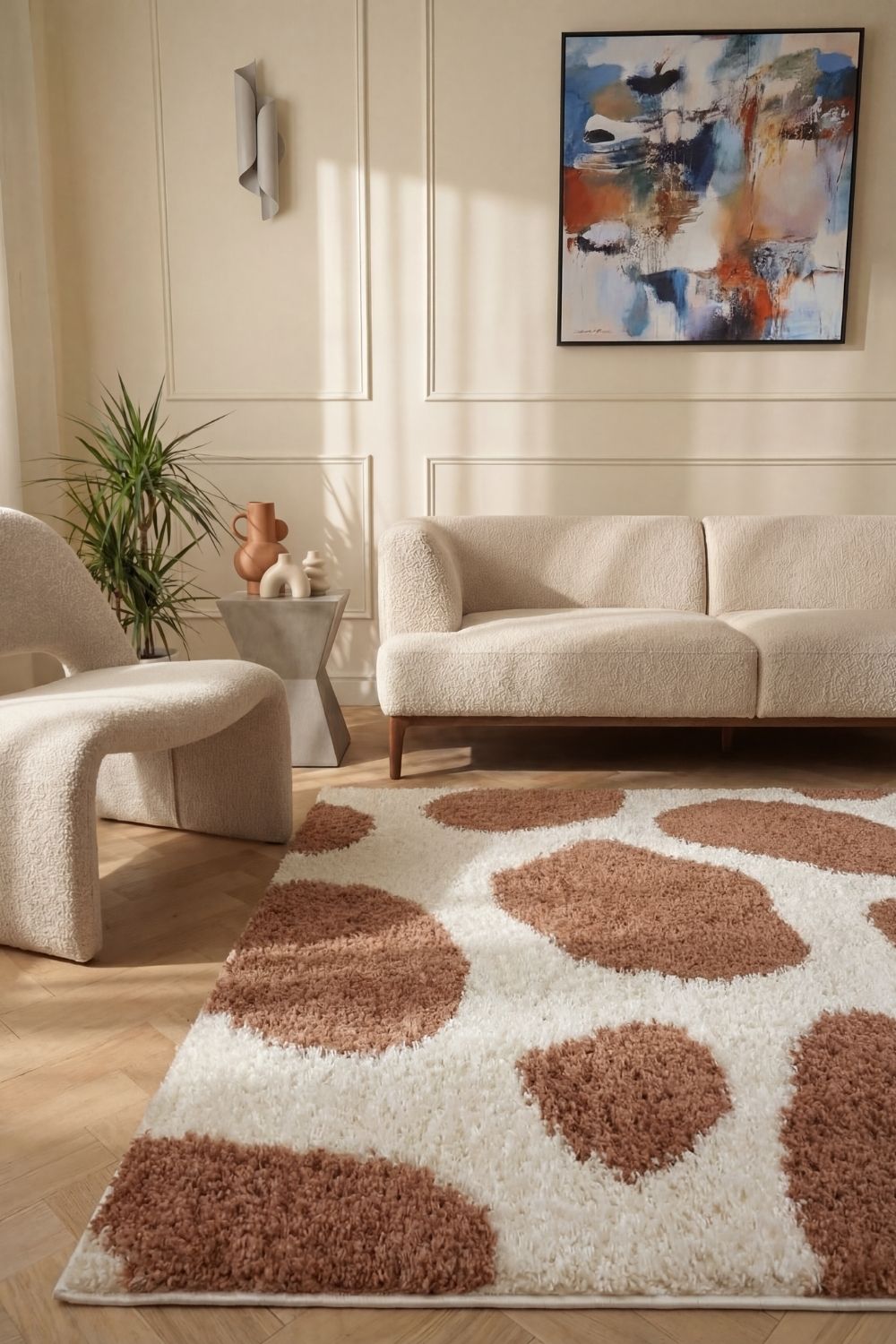 Moodi Shaggy Terra Froth Rug - PN Home