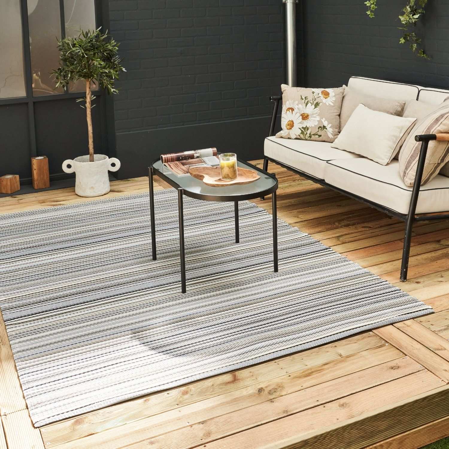 Rainbow Outdoor Rug Grey | 1020 - PN Home