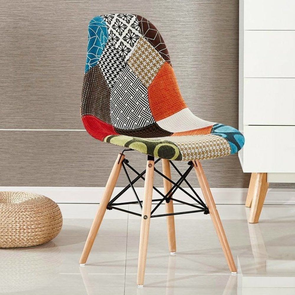 patchwork swivel dining chair