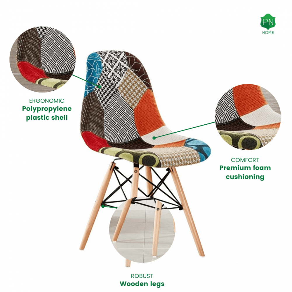 patchwork metal leg dining chair