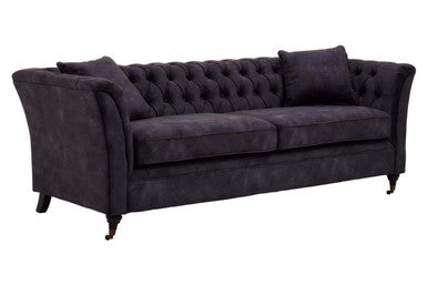 3 Seater Grey Velvet Sofa, Sabrina - PN Home