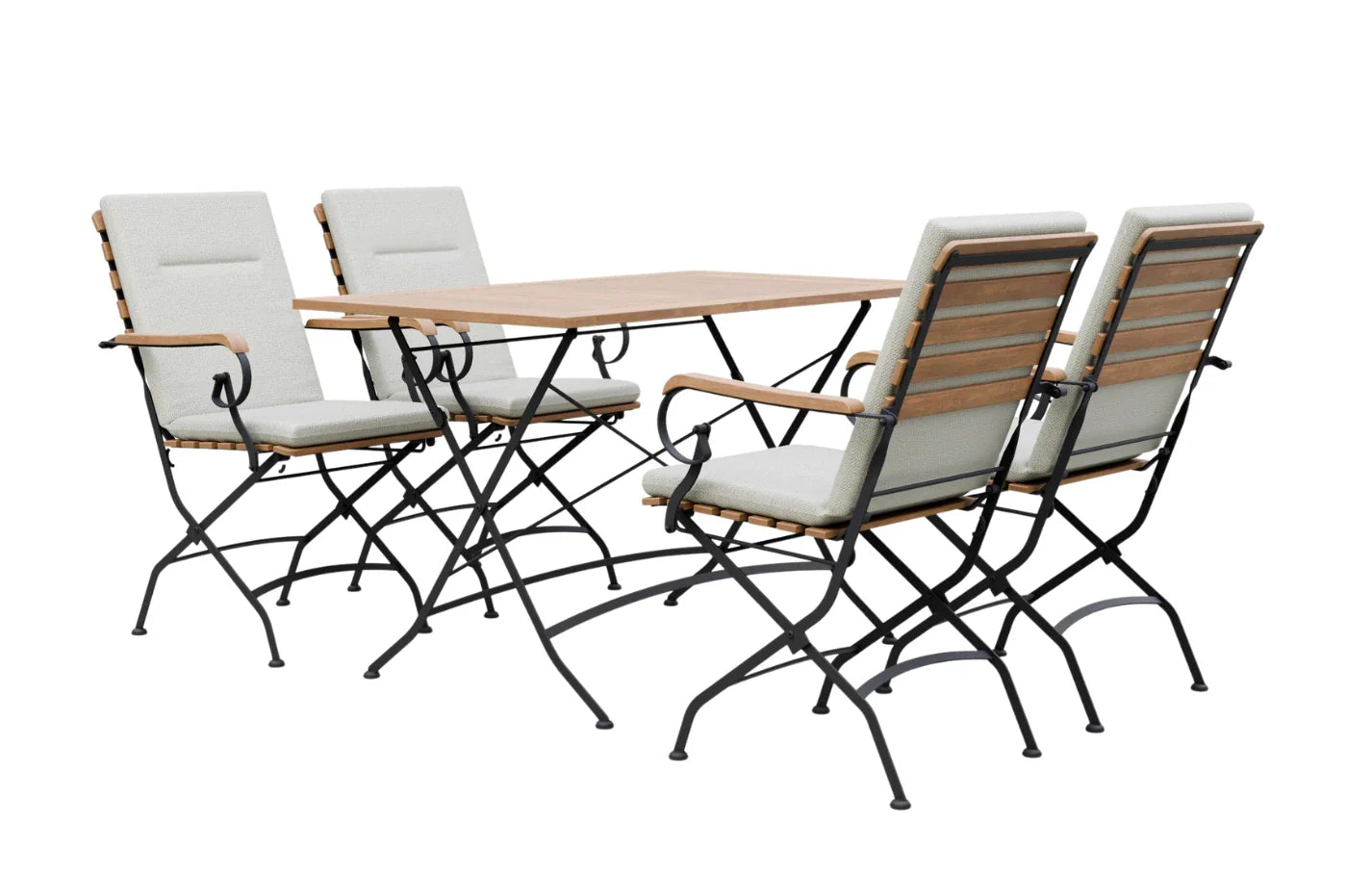Sicily 4 Seater Teak and Wrought Iron Rectangular 120cm Garden Dining Set - PN Home