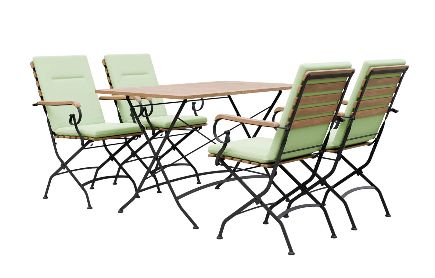 Sicily 4 Seater Teak and Wrought Iron Rectangular 120cm Garden Dining Set - PN Home