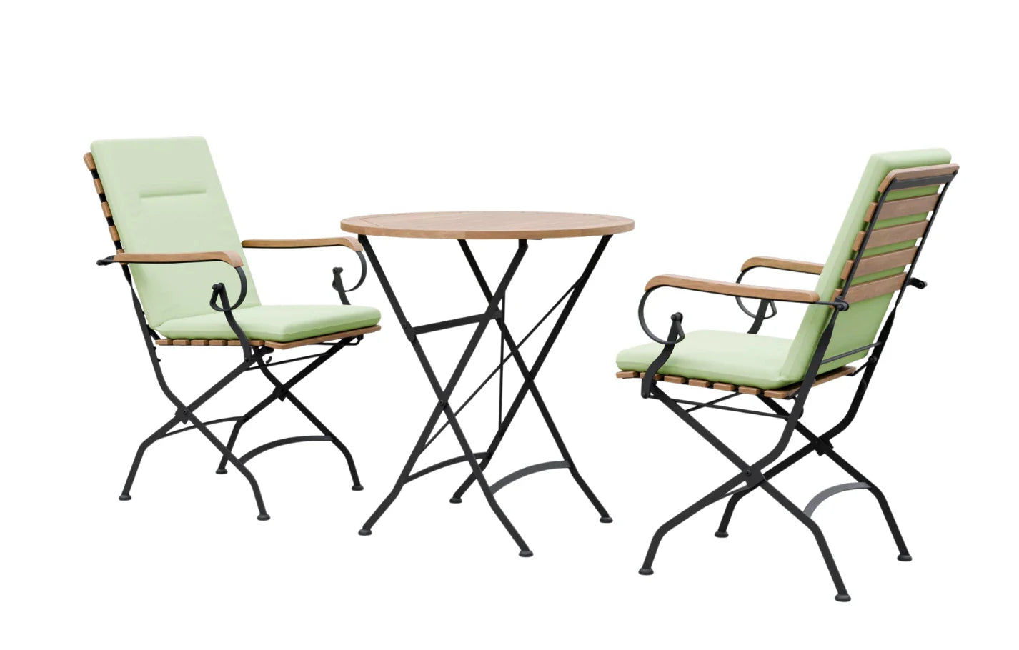 Sicily 2 Seater Teak and Wrought Iron Round 70cm Garden Dining Set - PN Home