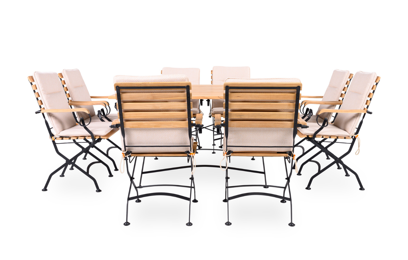 Sicily 8 Seater Teak and Wrought Iron Square 140cm Garden Dining Set - PN Home