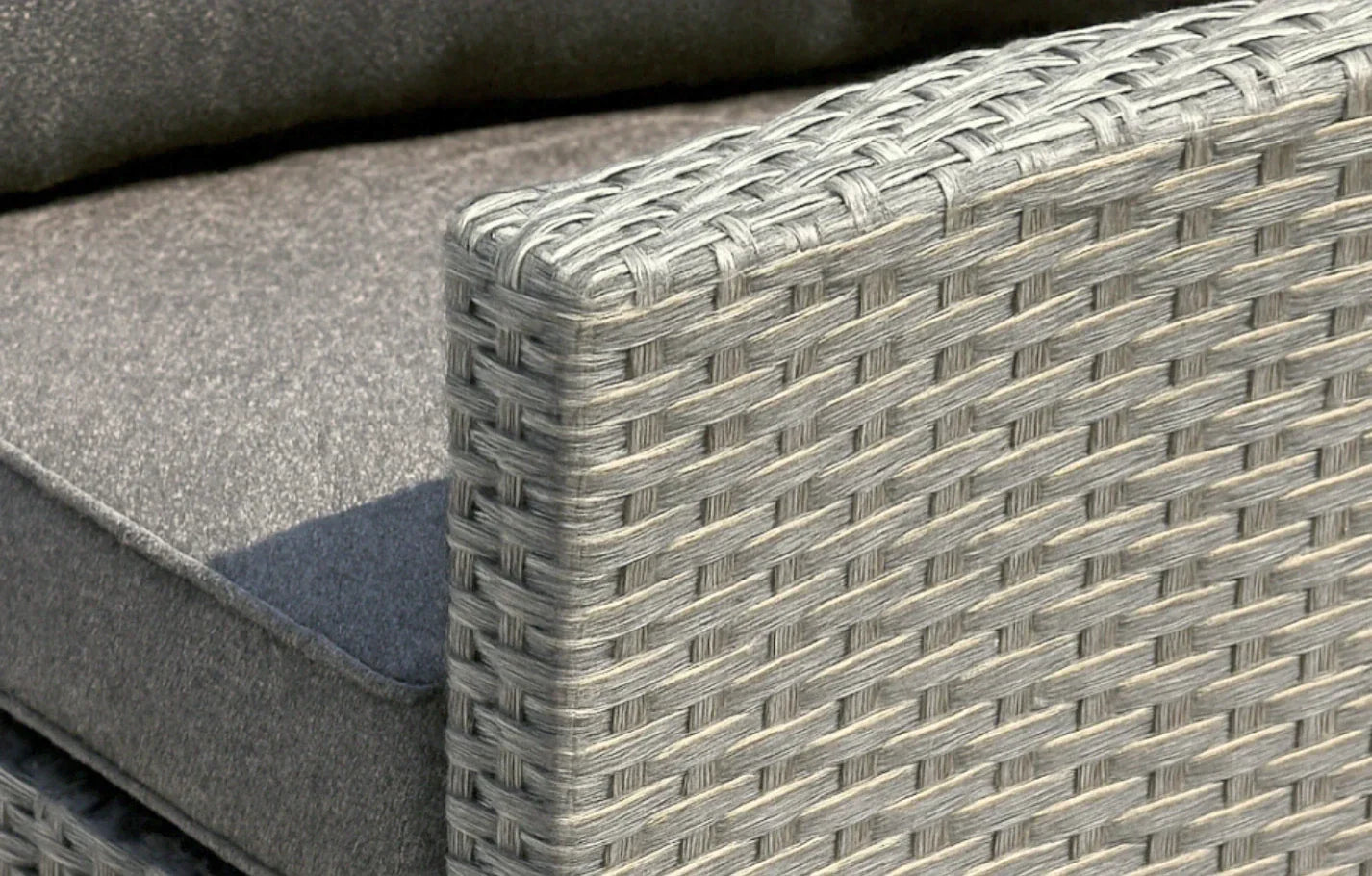 Stockholm Rattan Grey 4 Seater Garden Chaise Lounge Set with Armchair - PN Home