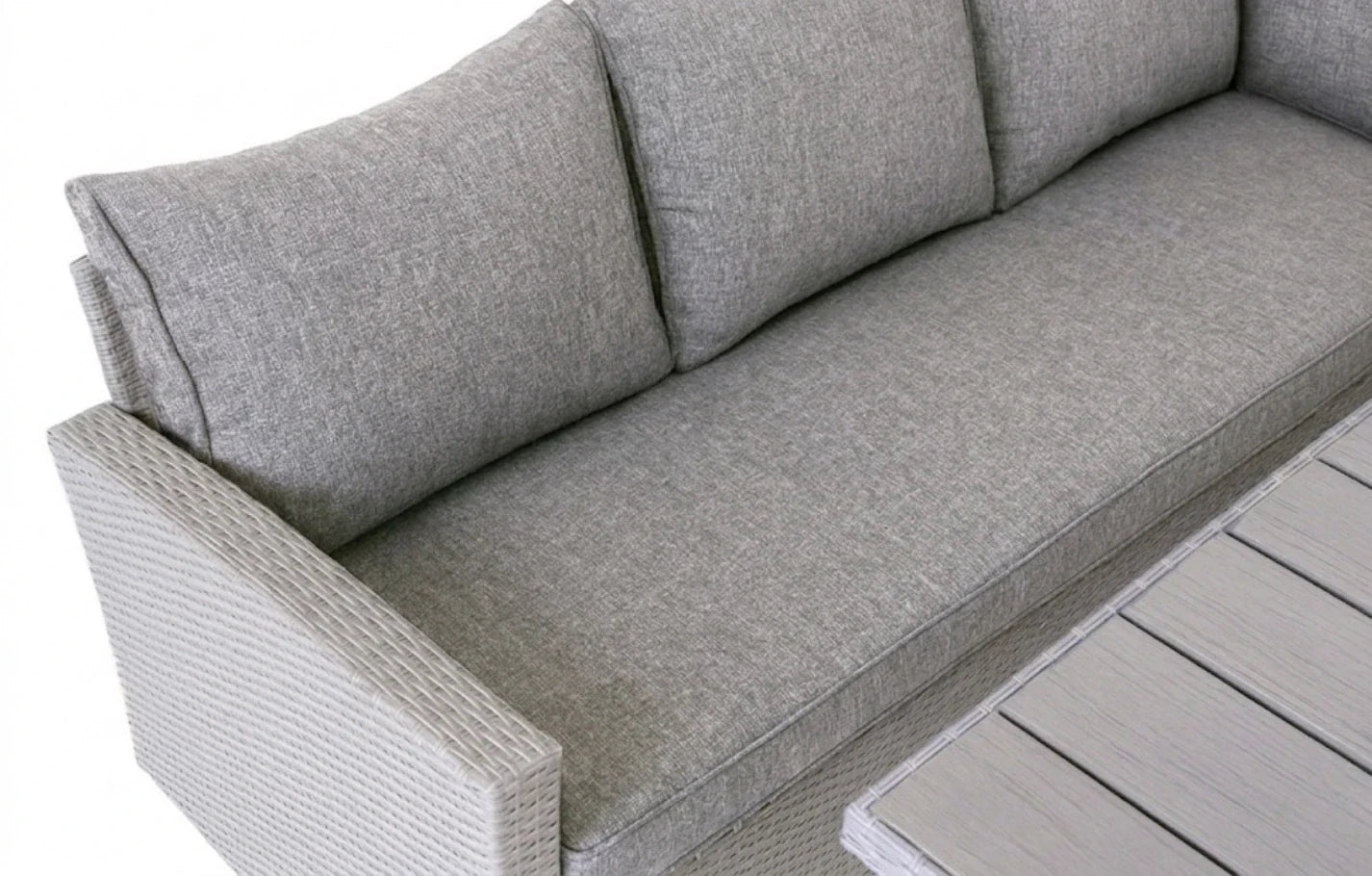 Stockholm 6 Seater Grey Rattan Corner Garden Dining and Lounge Set - PN Home
