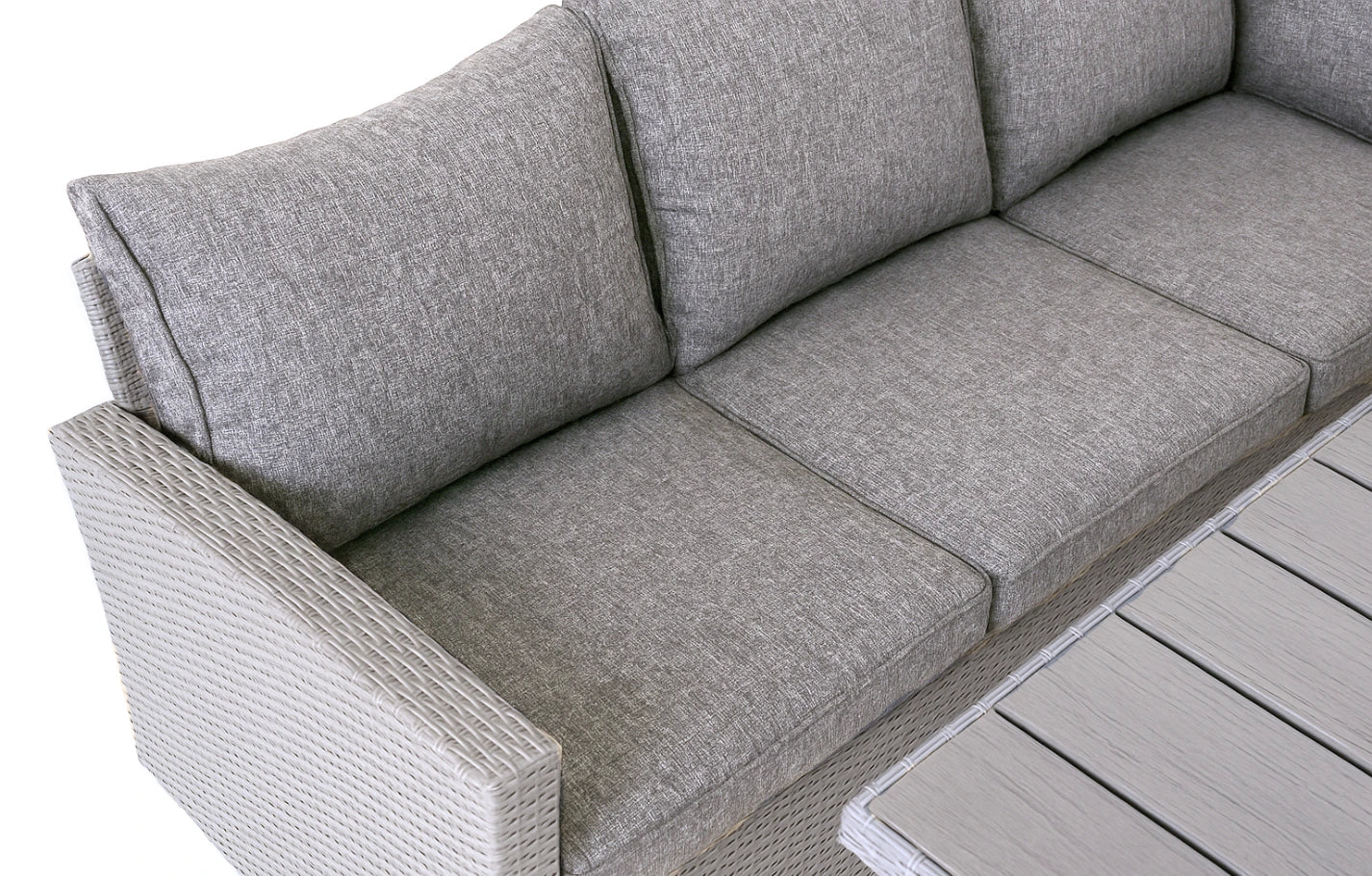 Stockholm 6 Seater Grey Rattan Corner Garden Dining and Lounge Set - PN Home