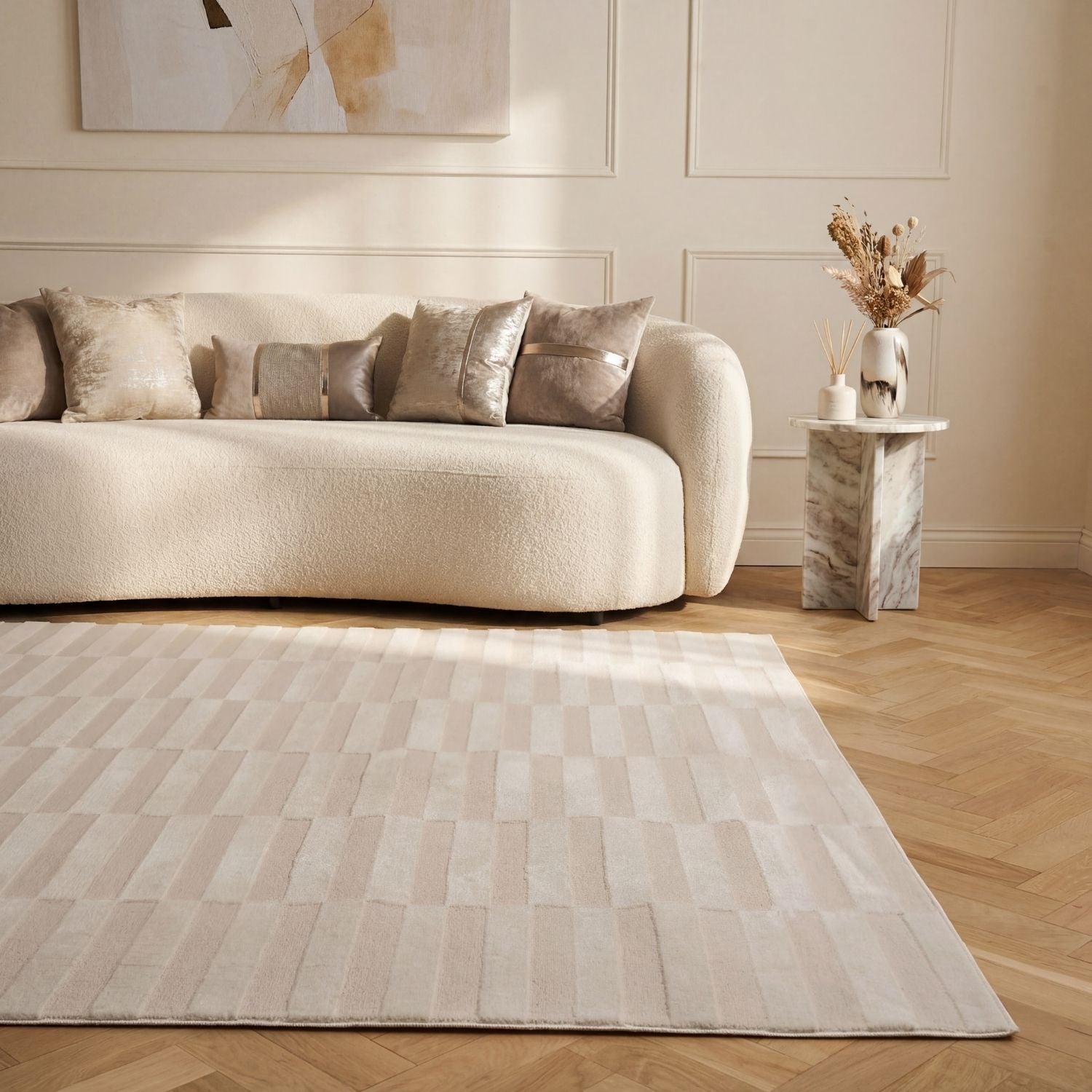 Loft Striped Cream Rug - PN Home