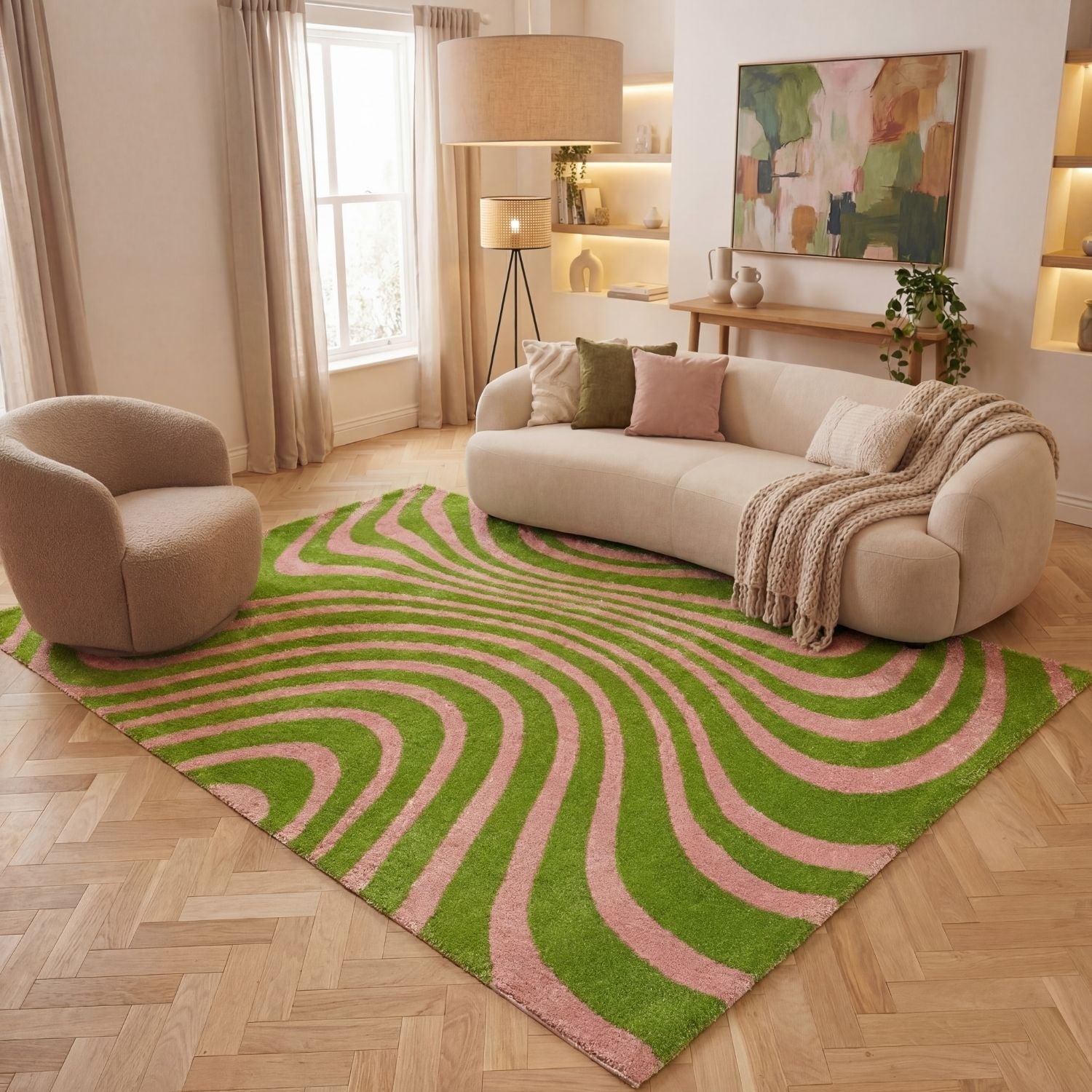 Joli Striped Green & Pink Rug - PN Home