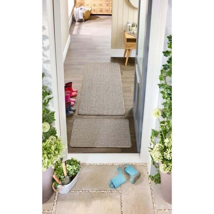 Twist Stripe Washable Mat and Runner Beige - PN Home
