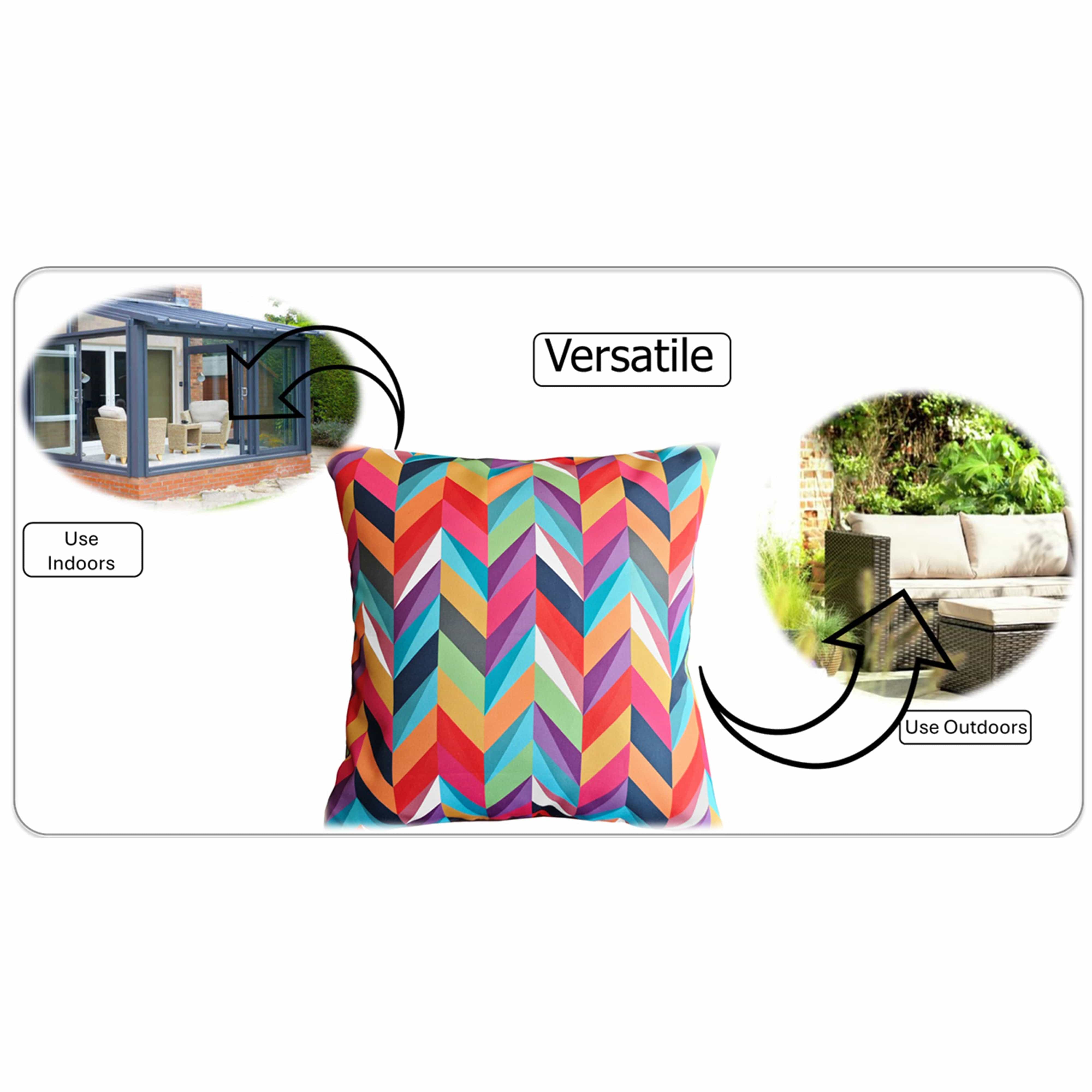 Waterproof Breathable California Multi Hollowfibre Filled Cushions 43x43cm for Outdoor Garden Bench Sofa or Indoor Use by OLIVIA ROCCO