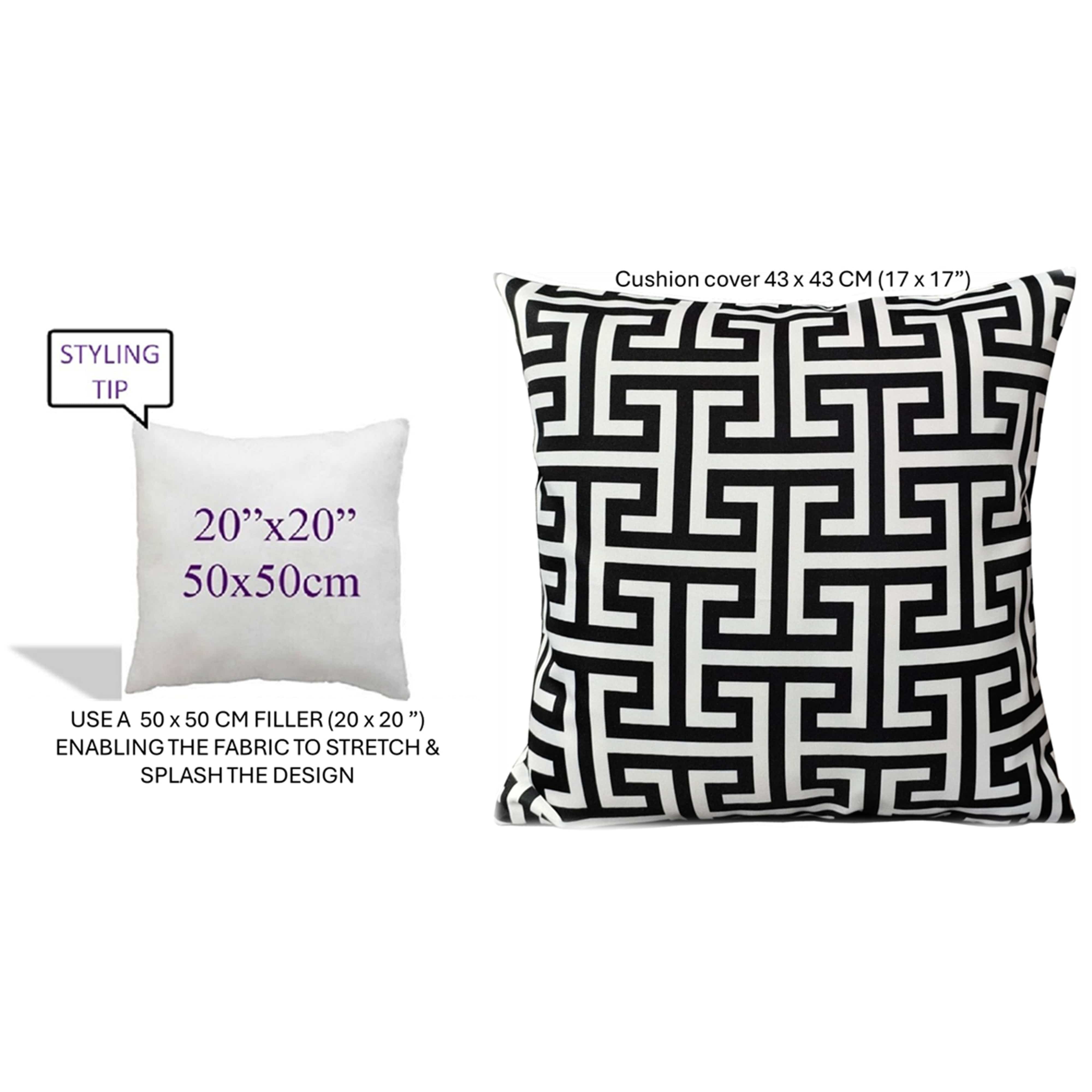 Waterproof Breathable Milano Black Hollowfibre Filled Cushions 43x43cm for Outdoor Garden Bench Sofa or Indoor Use by OLIVIA ROCCO