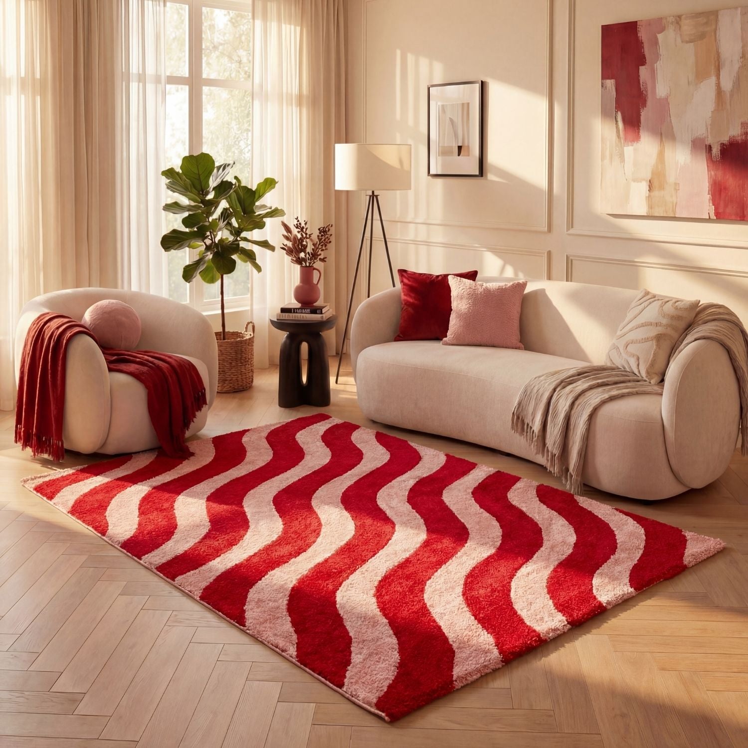 Joli Wave Red & Pink Rug - PN Home