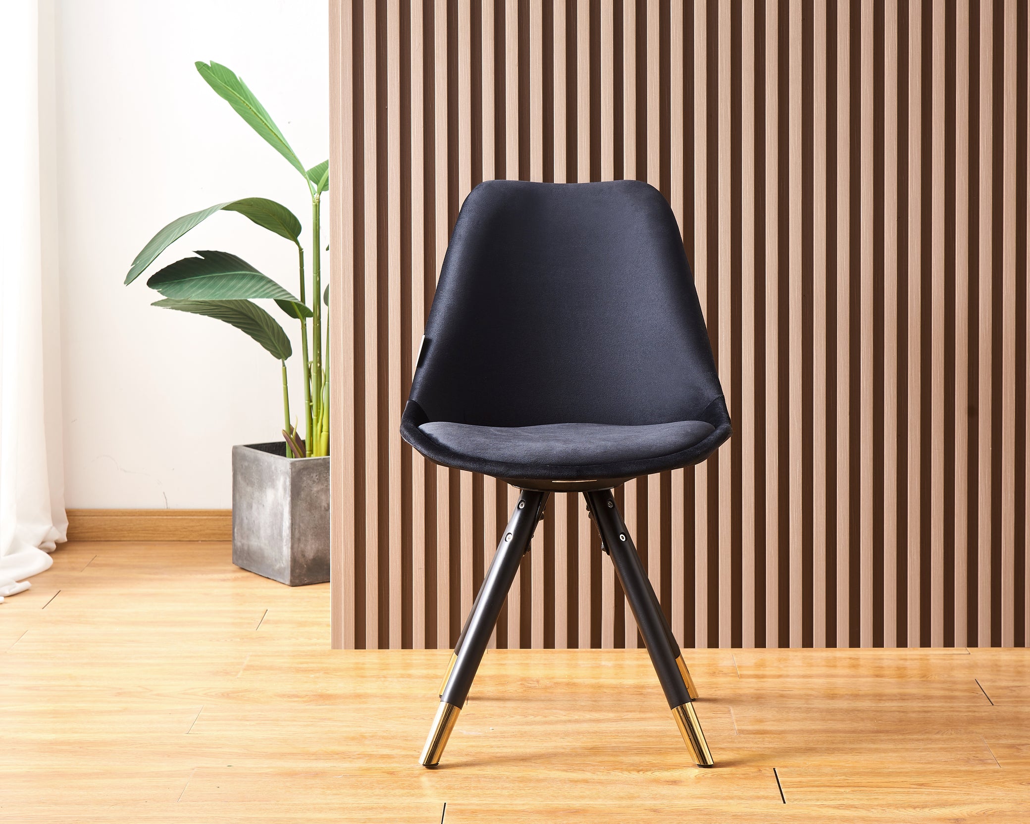 Sofia Cosmo Black LUX Dining Set with 6 Velvet Chairs