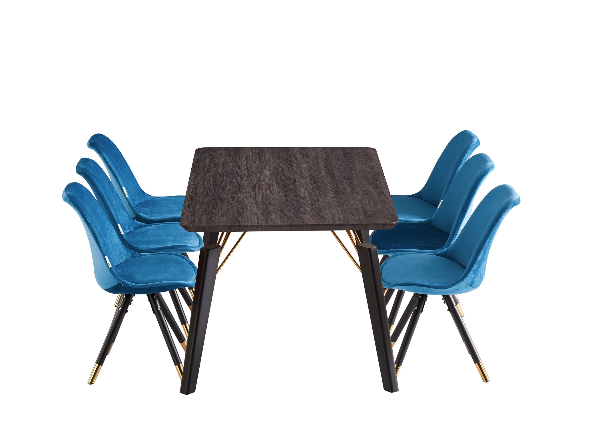 Sofia Cosmo Black LUX Dining Set with 6 Velvet Chairs
