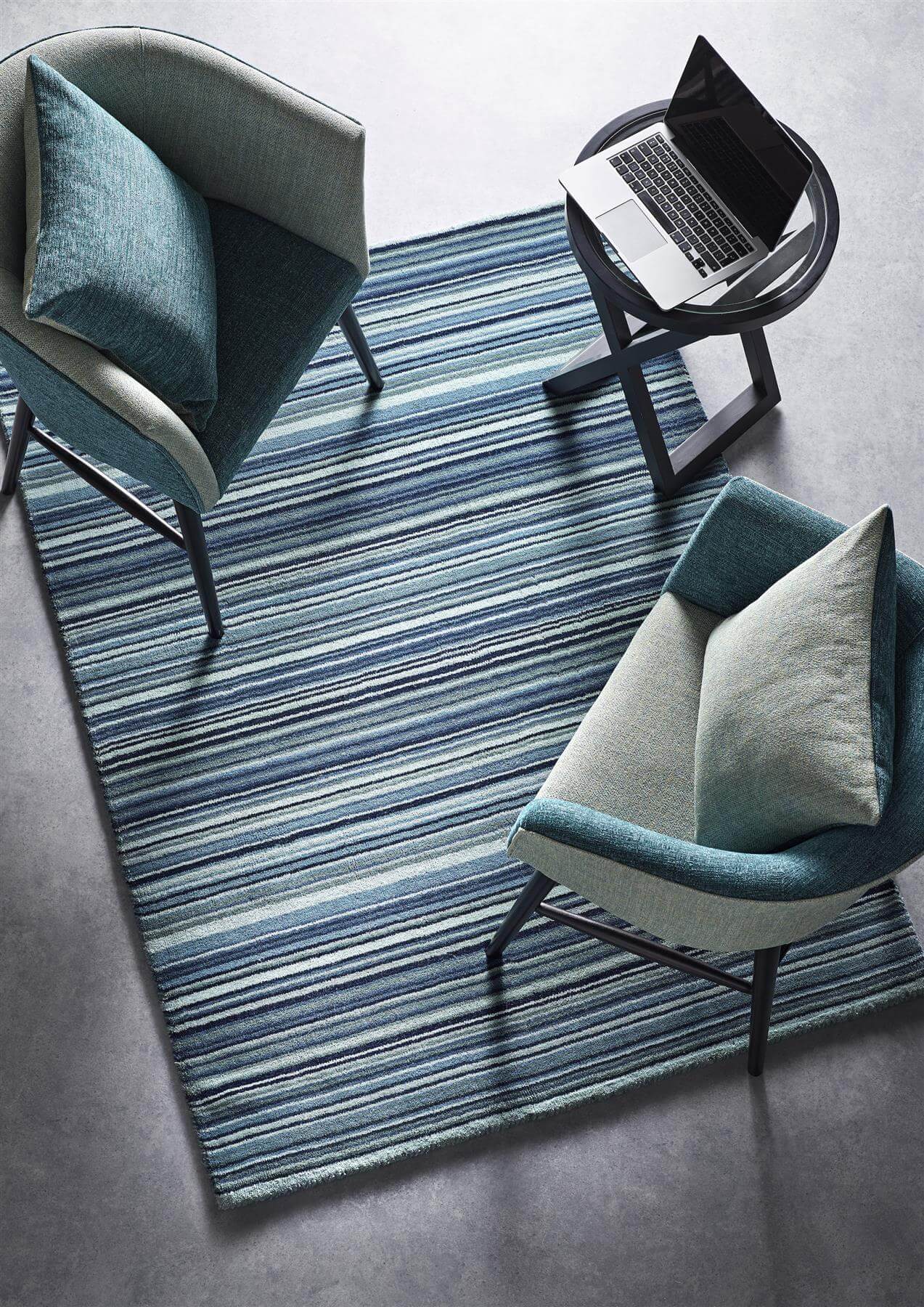 Fine Stripes Blue Wool Rug - PN Home